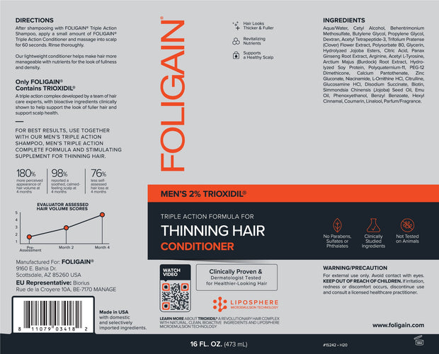Foligain - Hair Regrowth Conditioner For Men with 2% Trioxidil (16oz) 473ml