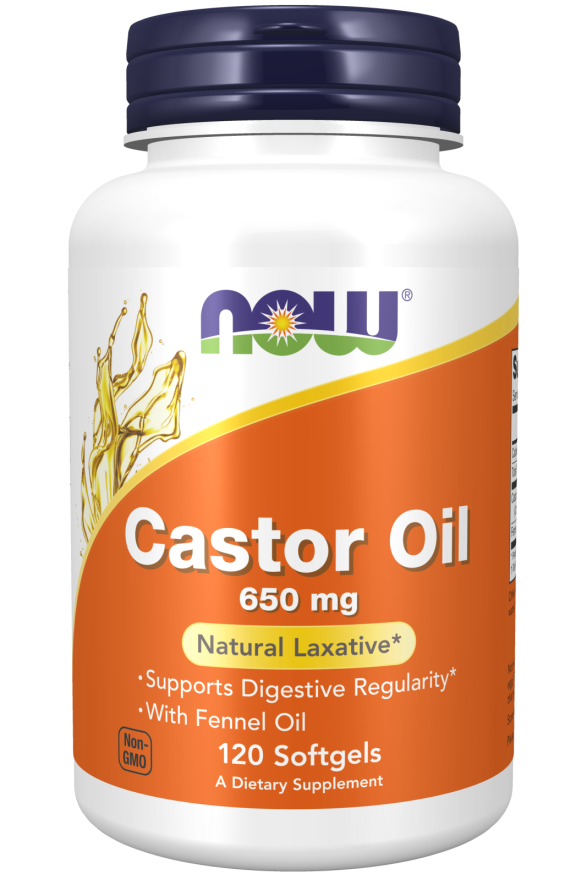 NOW - Castor Oil, 650 mg, 120 Softgels