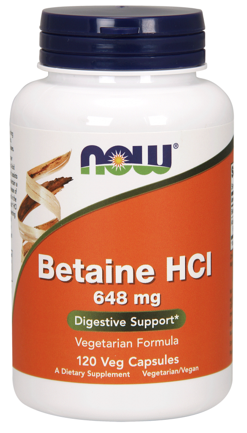 NOW - Betaine HCl 648 mg, 120 Caps