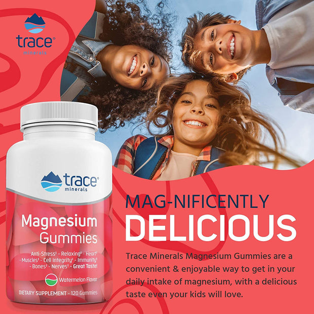 Trace Minerals - Magnesium Gummies, Stress relief & Calming sleep aid, Watermelon 120ct