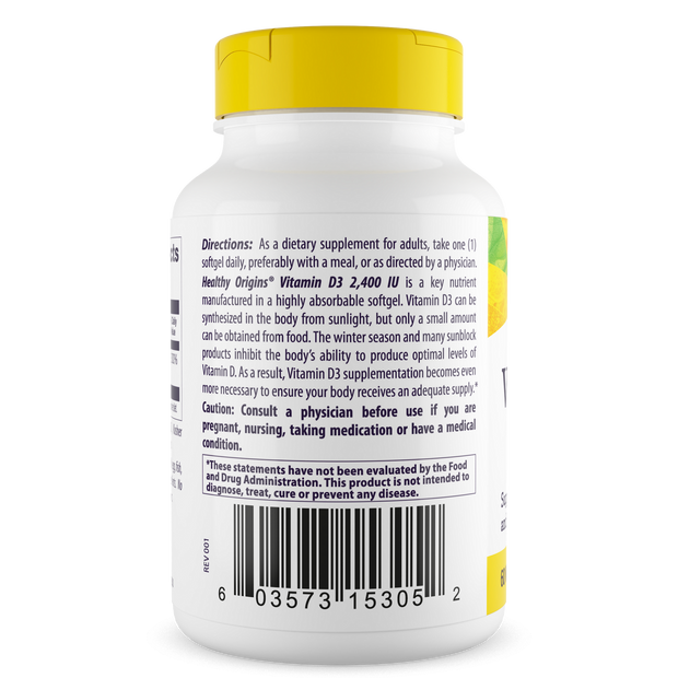 Healthy Origins - Vitamin Dз Gels, 2,400 IU (Lanolin)