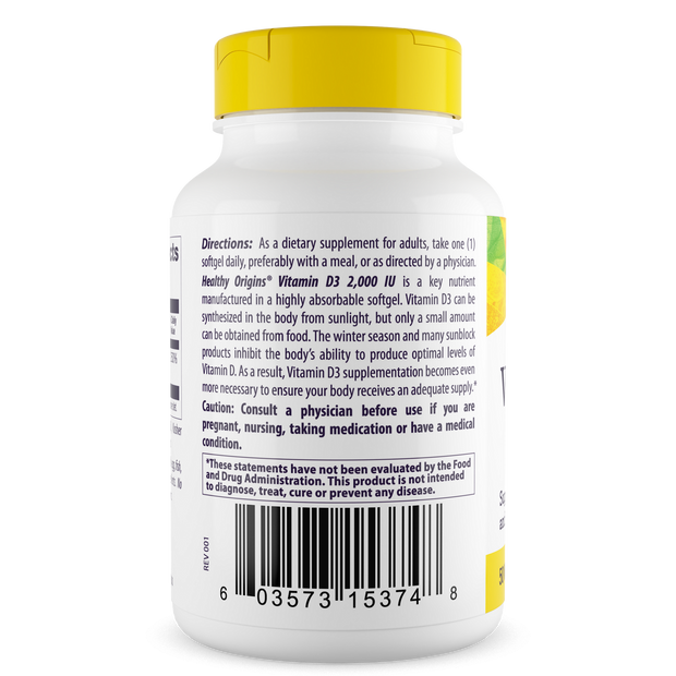 Healthy Origins - Vitamin Dз Gels, 2,000 IU (Lanolin)