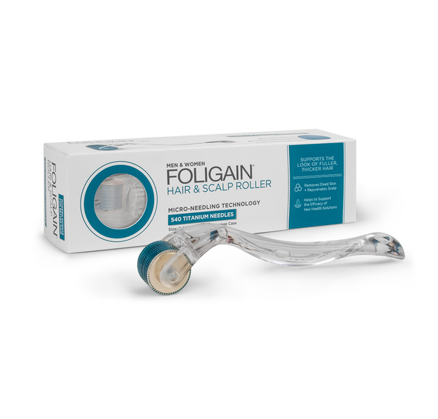 Foligain - Hair & Scalp Roller with 540 Titanium Needles, Micro-Needle Derma Roller