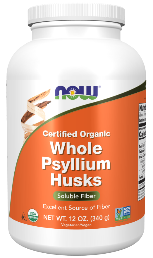 NOW - Certified Organic Whole Psyllium Husks, 12 oz (340 g)