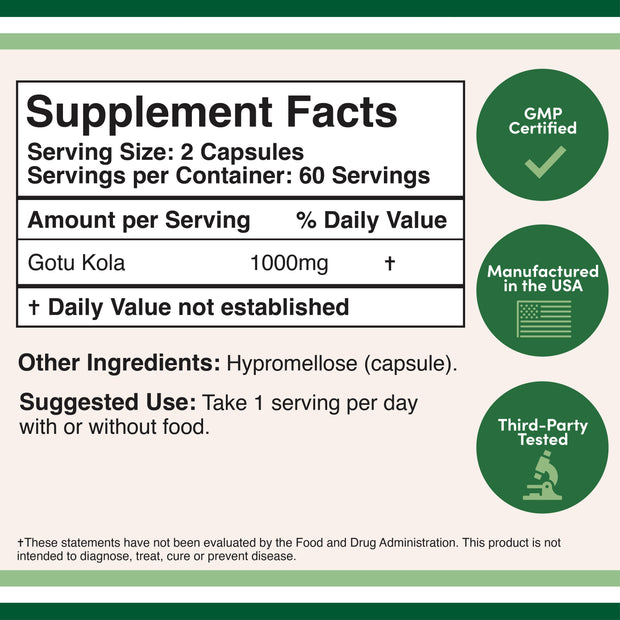 Double Wood - Gotu Kola - 120 x 1000 mg
