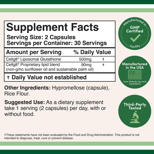 Double Wood - Liposomal Glutathione - 60 x 500 mg capsules