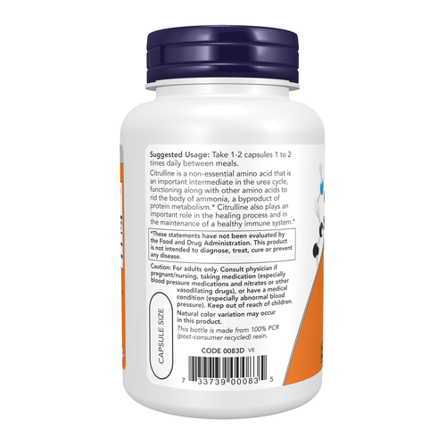 NOW - L-Citrulline 750 mg, 90 Veg Caps