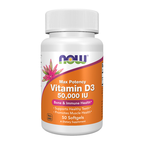 Now - Vitamin D3 50,000IU, Bone & Immune Health, 50 Softgels