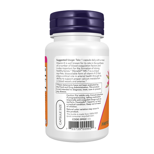 NOW - MK-7 Vitamin K-2 100 mcg, 60 Veg Caps