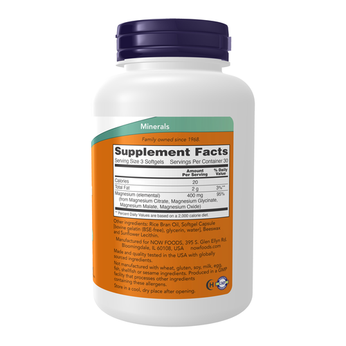 NOW - Magnesium Citrate Softgels, 134mg, 90 Softgels