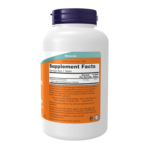 NOW - Magnesium Malate, Nervous System Support, 1000 mg, 180 Tabs