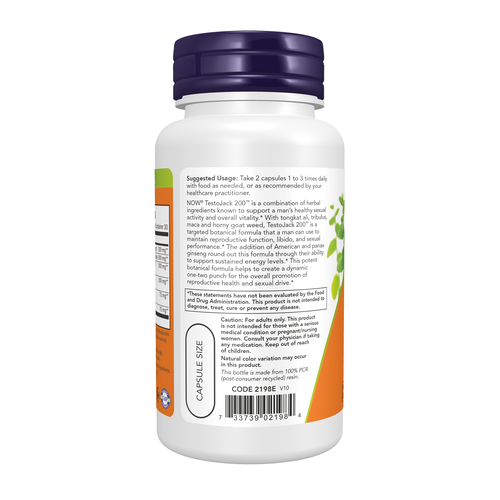 NOW - TestoJack 200 Extra Strength, 60 Veg Capsules