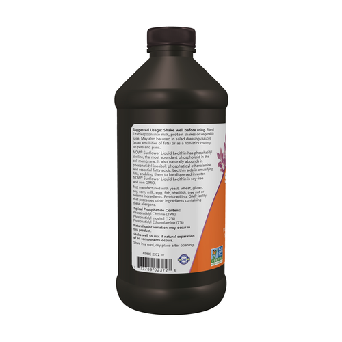 NOW - Sunflower Liquid Lecithin 16 fl oz (473 ml) VEGAN
