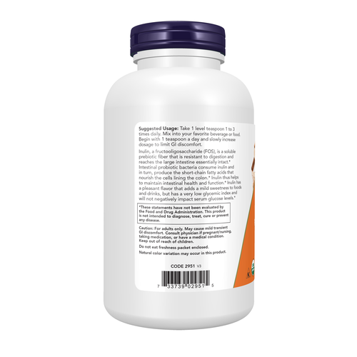 NOW - Inulin Prebiotic Pure Powder, Organic, 454g (16 oz)