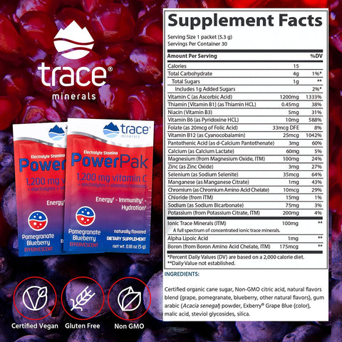 Trace Minerals - Power Pak, Elecrolyte Stamina, 30 pack