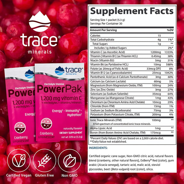 Trace Minerals - Power Pak, Elecrolyte Stamina, 30 pack