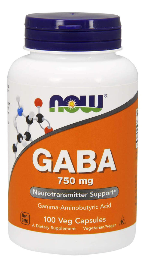 NOW - GABA 750 mg, 100 Veg Caps