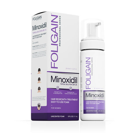 Foligain - Minoxidil 2% Hair Regrowth Foam For Women 3 Month Supply (177ml)