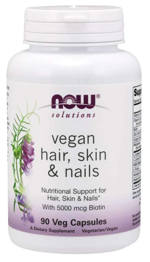 Now - Hair, Skin & Nails, With 5,000 mcg Biotin, Vegan,  90 Veg Caps