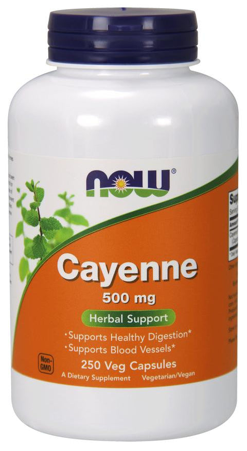 NOW - Cayenne, 500 mg, 250 Veggie Caps