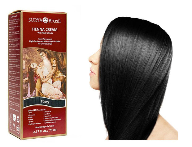 Surya Brasil Henna Cream Kit - Black 70 ml, Natural Hair Colour