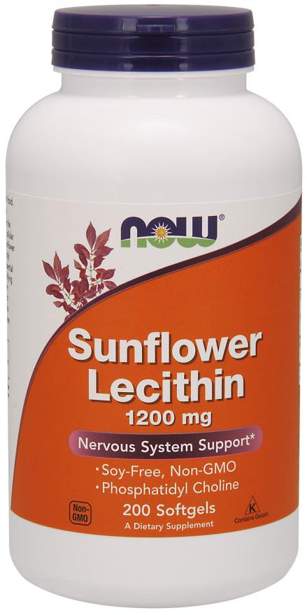 NOW - Sunflower Lecithin 1200 mg 200 Softgels Soy-Free, Non-GMO