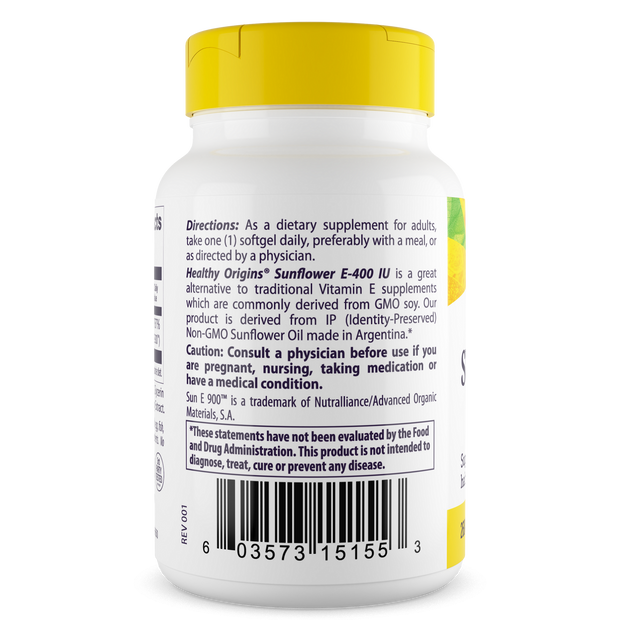 Healthy Origins - Vitamin E, 400 IU Sunflower (Sun E 900)