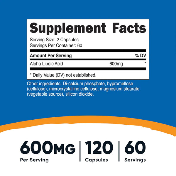 Nutricost- Alpha Lipoic Acid 600mg, 120 Caps