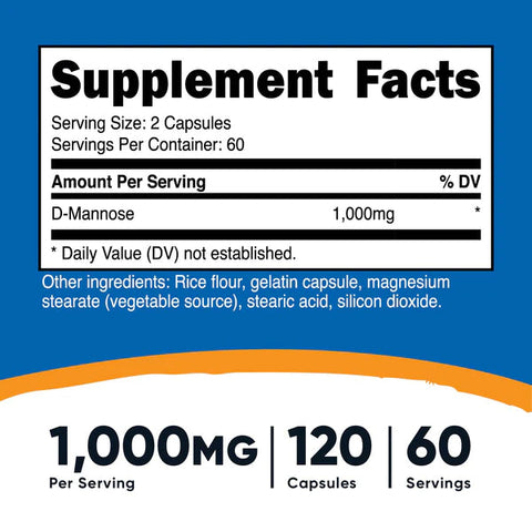 Nutricost - D-Mannose 500mg, 120 Caps