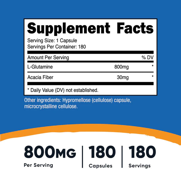 Nutricost -  L-Glutamine 750mg; 180 Caps