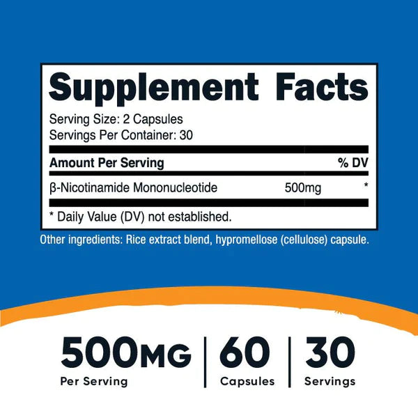 Nutricost - NMN Capsules, 500 MG - 60 Capsules