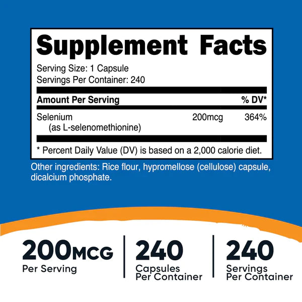 Nutricost - Selenium Capsules 200 MCG - 240 Capsules