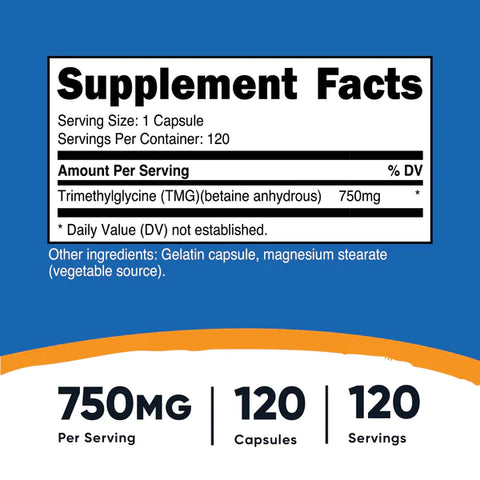 Nutricost - TMG Capsules (750 MG) (120 Capsules)